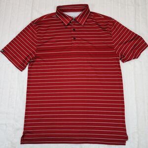Straight Down Men's Red & White Stripes Short Sleeve Polo Shirt Golf Size XL